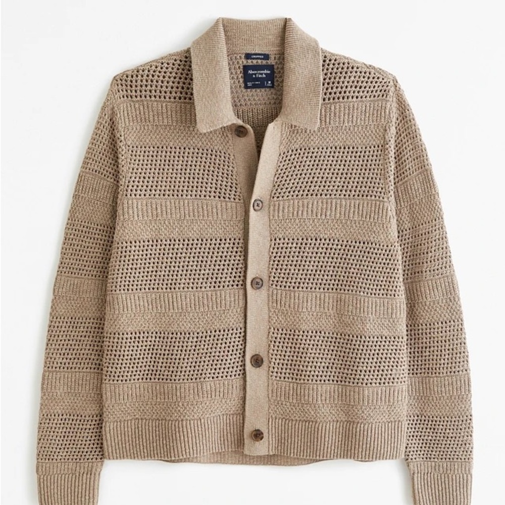 Abercrombie & Fitch Men's Brown Cropped Cardigan Sweater